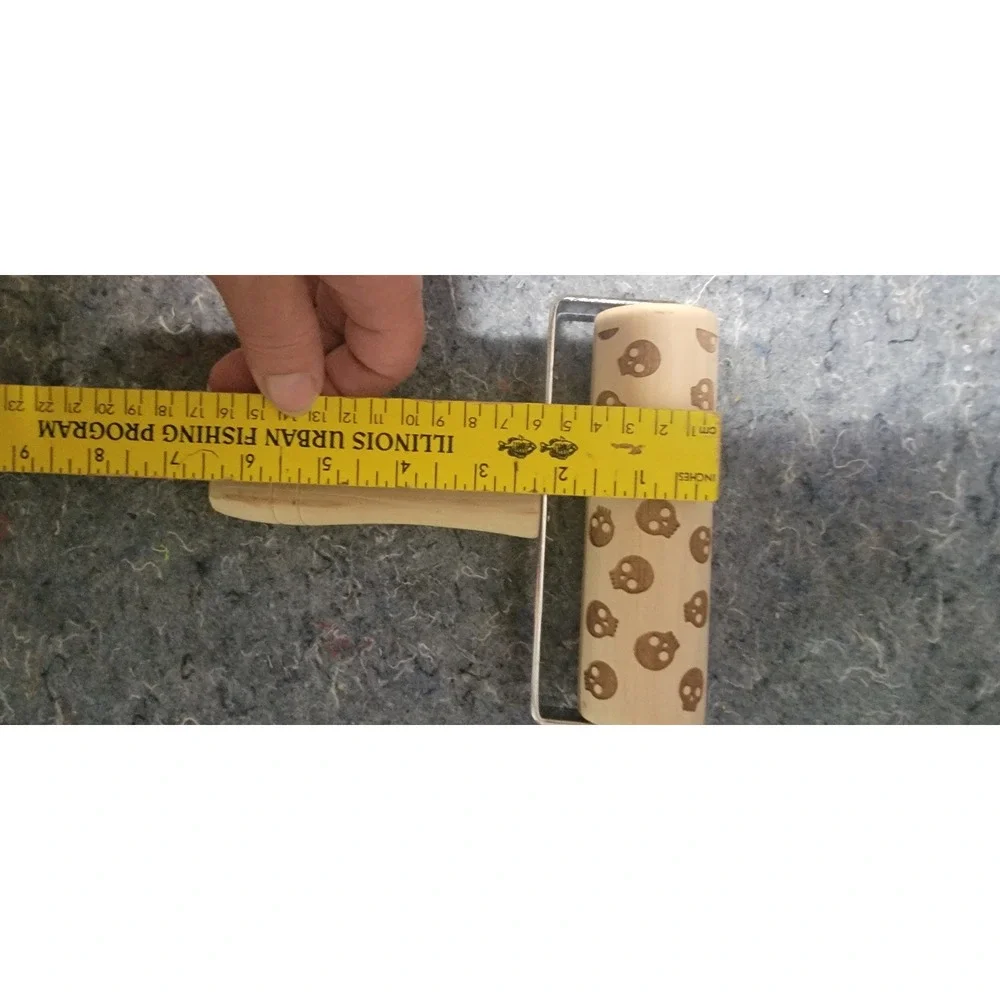 Halloween Wooden‎ Pie Crest/Cookies Roller with Skulls